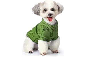 7CDXD Dog Jumpers, Dog Jumpers Small, Dog Sweater, Puppy Jumpers For Small Dogs, Dog Clothes for Puppy Yorkie Chihuahua Warm Sweater Winter Clothes（S Back Length:10"/Green)