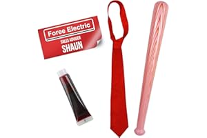 I LOVE FANCY DRESS Adults Shaun Zombie Killer Costume - Inflatable Baseball Bat, Red Tie, Name Tag Sticker, Fake Blood - Mens Womens TV Film Character Halloween Costume