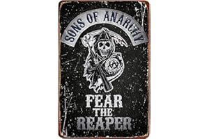 Cimily Sons of Anarchy Fear The Reaper - Plaque en métal rétro - Décoration murale - 20,3 x 30,5 cm