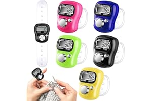 Fiada 5 Compteurs de Doigts Numériques Mini Compteur à Chiffres Compteurs Manuels Compteur Électronique LED Compteur de Clic en Plastique pour Golf Cas de Prière Musulmane