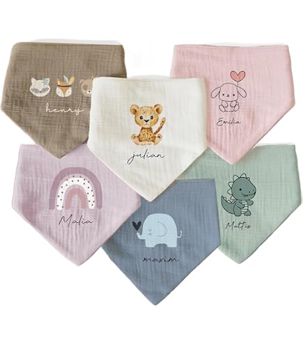 Bavoirs Bébé Bandana 3 Pièces Coton Double Couche - Ajustables, Imprimés Animaux Mignons - Pour Nouveau-né à 3 Ans