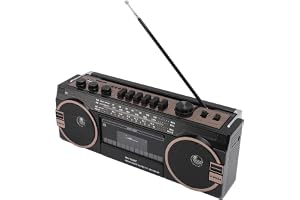 Kassettboombox, Blueooth retro boombox med USB, SD och AUX-ingång 3,5 mm, AM FM SW-kassettspelare och inspelare