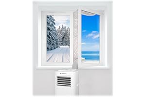 OPTIMEA KIT-FEN-4MISO Kit Fenêtre Isolant Universel, kit de calfeutrage pour clim mobile, tissu thermique chaud/froid, fenetre, porte-fenêtre, velux