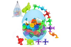 NORKBENG Jouets à Ventouses Silicone, 40 Pièces Jouets de Bain pour Enfants de 3 Ans, Jouets d' Aspiration pour Bebe, Cadeaux Montessori Sensoriels pour Les Garçons et Les Filles âgés de 4 à 8 Ans