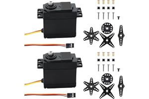PNGOS RC Servo Motor Impermeable Metal Cobre Gear para Arduino 1/8 1/10 1/12 15kg 180° 5V Standard Servo Micro Modelado Utilizado para Robots,Brazos Robot,Coches Escalada,RC Barcos,Aviones RC etc