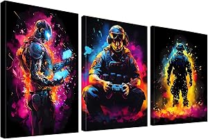 KiKiHong Set med 3 spelaffischer med ramar 30x40 datorspel för ungdomsrum, vardagsrum eller lekrum, present för gamers