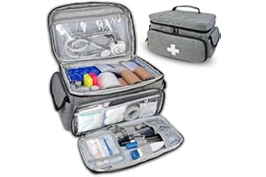 Boczif Trousse de Premiers Soins, Sac de Transport de Stockage de Premiers Soins, Organisateur de Bouteille de Pilule pour Les Trousses médicales d’Urgence pour la Maison, Voyage(Gris)(Sac Seulement)