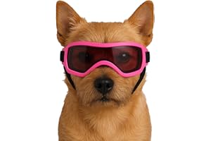 Fohuanky Dog Goggles for Small and Medium Breeds Adjustable Pet Sunglasses with UV Protection Dog Glasses for Travel Hiking Outdoor Fun (Pink, S)
