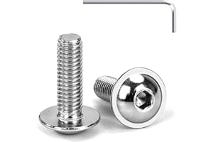 Tunejoy Vis à Tête Bombée avec Bride M5 x 16 mm Vis à Six Pans Creux en Acier Inoxydable A2 V2A Boulons à Tête Hexagonale avec Clé Allen Filetage Complet 20 Pièces