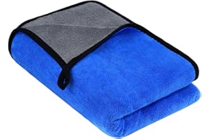 URAQT Ręcznik do suszenia samochodu z mikrofibry, 90 x 60 cm, duży XXL ściereczka do samochodu z mikrofibry, 600 g/m², wysokiej jakości, do prania w domu, szczegółów, polerowania motocykli, mycia