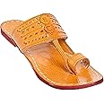 Royal Khwaab Men's Kolhapuri Chappal/Slipper/Sandal/Handcrafted 100% Genuin Leather (Kapshi Shape) Brown