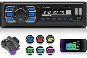 DAB/DAB+ 1Din Autoradio Bluetooth Handsfree, Hikity Auto MP3 Player Stöd för Laddning av FM Radio med USB AUX