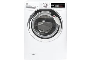 Hoover H-Wash 300 H3DS4855TACE Freestanding Washer Dryer, WiFi Connected, Load, 1400 rpm, White with Chrome door, White/Chrome Door, 8 Kg + 5 Kg