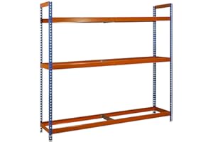 SimonRack Estantería para Neumáticos, Soporte Neumáticos, 3 Niveles, Alta Capacidad Carga 120 kg, 2000x1200x450 mm, Estantería para 30 neumáticos, Azul/Naranja - Simonauto