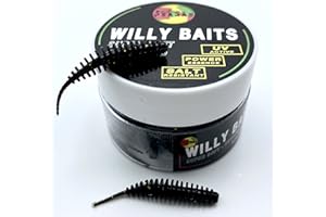 ‎PSARÁS Psarás Willy Baits - 38mm - Forellen Softbaits 20 STK. Box - Knobi Aroma Lamellen Gummiwürmer - Trout Fishing