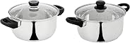 Amazon Brand - Solimo Stainless Steel Induction Bottom Dutch Oven with Glass Lid