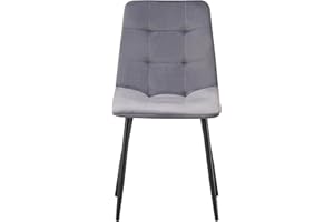 DS Furniture Velvet Dining Kitchen Chairs Living Room Chairs with Sturdy Metal Legs with Backrest and Padded Seat (Grey-Check)