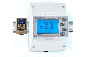 Eastron SDM630Modbus-V3 - Contador de corriente trifásico digital para carril de sombrero, multifuncional, bidireccional con 2 x S0, RS485 Modbus-RTU