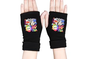 Elie&Eason Dandy's World Winter Gloves Children Furry Gloves, Kawaii Plush Warm Glove, Half Finger Glove for Teens, Warm Half Finger Knitted Soft Lining