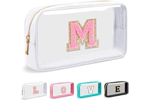 SYYHSYAL Cosmetic Bags Clear Makeup Bag Organizer Travel Essentials Gifts for Women Girlfriend Teen Mom Teacher Brithday Mothers Day Gifts A-Z Personalized Bag (M, White)