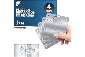 shinfly Placa de reparación de bisagras, juego de reparación de 4 piezas, con 24 tornillos, juego de reparación de bisagras de acero inoxidable para la reparación de puertas de armarios, armarios