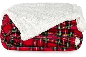 Caritex Coperta Plaid Tartan in Pile Coral e Sherpa - Dimensioni Varie W462 Singolo 130x160 cm Rosso
