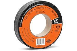 Wirefy Guaina Termorestringente 30 mm - Diametro Largo - Tubo Isolante 4:1 - Interno Adesivo - Nero - Rotolo 15 m