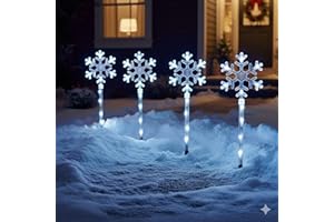 Taylor & Brown Set of 4 Snowflake Christmas Tree Path Finder Stake Lights Pathway Markers 40 LED Outdoor Garden Lawn Festive Xmas Decoration Mains Powered