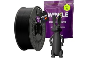 WINKLE FEED YOUR PRINTER WINKLE Filamento PETG Negro Azabache | Filamento Impresora 3D | Filamento PETG 1,75mm 1kg | Compatible con Mayoría Impresoras 3D | PETG Negro | Precisión Dimensional | Bobina 1kg