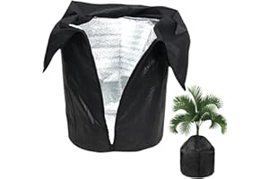 Yootiko Housse Antigel pour Plantes, Protection Hivernale en Tissu Oxford avec Fermeture Éclair et Doublure Isolante pour Pots Extérieurs (Noir - 65 x 70 cm)