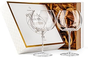 GLASSIQUE CADEAU Lot de 2 grands verres à cocktail Copa de Balon de 708,7 g | Grands verres ballon en cristal pour gin tonic, sangria, apérol spritz, Limoncello Spritz, Hugo | Verrerie élégante à long