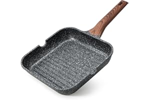 Kordisen Padella Bistecchiera Antiaderente 28 cm – Griglia Quadrata con Rivestimento in Granito, Doppio Beccuccio, Adatta a Tutti i Piani Cottura Inclusa Induzione, Senza PFOA