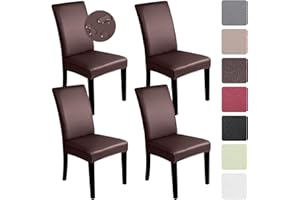 ‎ALISHOMTLL Alishomtll Stretch PU Stuhlhussen 4er Set Kunstleder Stuhlbezug Schwingstuhl wasserdicht Elastische Esszimmer Universell Waschbarer Stuhlbezüge für Küche Restaurant Hotel Hochzeit (Kaffee, 4 Stück)