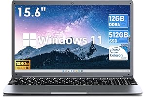 SGIN Ordinateur Portable 15,6 Pouces, 12 Go DDR4 512 Go SSD Windows 11 avec Intel Celeron N5095,FHD 1920 × 1080, 2,4/5.0G WiFi, USB 3.0, Bluetooth 4.2, Prend en Mémoire Extensible 512 Go TF