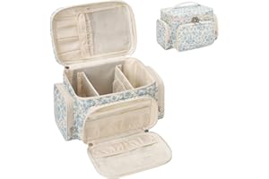 RELAVEL Kosmetiktasche Groß, Reise Make Up Tasche Damen Schminktasche mit Pinselhalter Fach, Portable Makeup Bag Organizer (Blaue Blume)