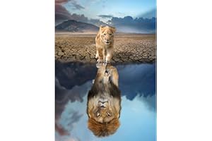 HUADADA Jigsaw Puzzles for Adults 1000 Pieces Puzzles for 1000 Piece Impossible Puzzle for Adults Educational Games (Lion's Reflection de Water)