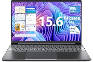 SGIN 15,6" Ordinateur Portable 8 Go RAM 256 Go SSD ROM PC Portable (TF 512 Go), Celeron N4000, HD IPS, Clavier Complet, 2xUSB 3.0, Bluetooth 4.2, WiFi Double Bande