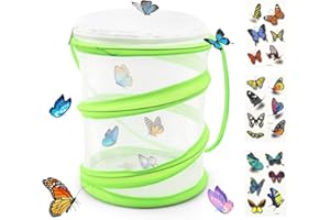 GLGHMH 4pcs Insect Butterfly Habitat Cage Set, Small Portable Butterfly Bug Catcher Mesh Net with Butterfly Stickers, Insects Plant Cage for Kids Science(Green)
