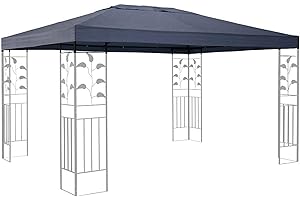 QUICK STAR Techo de Recambio para cenador de jardín 3x4m Gris con Revestimiento de PVC