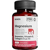 anocin MAGNEZYUM X4 COMPLEX CİTRATE, TAURATE, BİSGLYCİNATE, MALATE + BROMELAİN + KOLAJEN+ H.ASİT+D+B12+B6 30 tablet