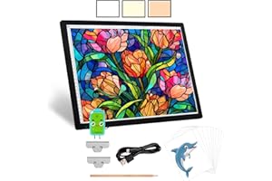 KEIWRLIGHT Wiederaufladbarer A3-Lichttisch – Kabellose Batterie-Lichtbox zum Nachzeichnen von 3 Farben, 6 Helligkeitsstufen, stufenlose Leuchttafel, A3-Lichtpad für Diamantmalerei, Tattoo-Zeichnung