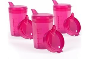 Horn Medical Lot de 3 gobelets à bec pour adulte avec 2 couvercles (grande et petite ouverture) - Couleur au choix (rouge)