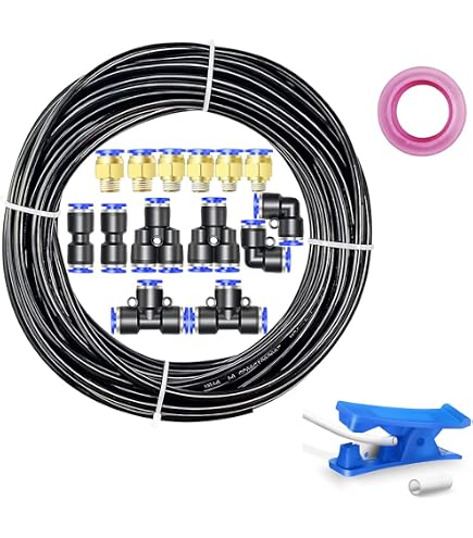Kit Tuyau Air Polyuréthane 10m 6mm + 14 Raccords - Pour Air Comprimé Et Systèmes Pneumatiques