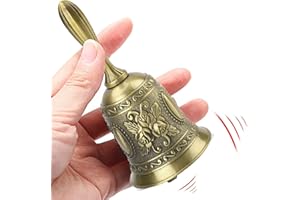 MINGZE Campanello A Mano, in Lega di Zinco Metallo Forte Chiamata Allarme Tenuto in Mano Chiamata di Servizio Campana del Tavolo da tè Gioco, per Decorazione Domestica Nozze Bar Regali Babbo (d'oro)
