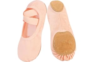 BALAYSIER Ballet Shoes for Girls Split Sole Dance Shoes with Cross Elastic Straps Ballet Slippers for Toddlers Kids Adults