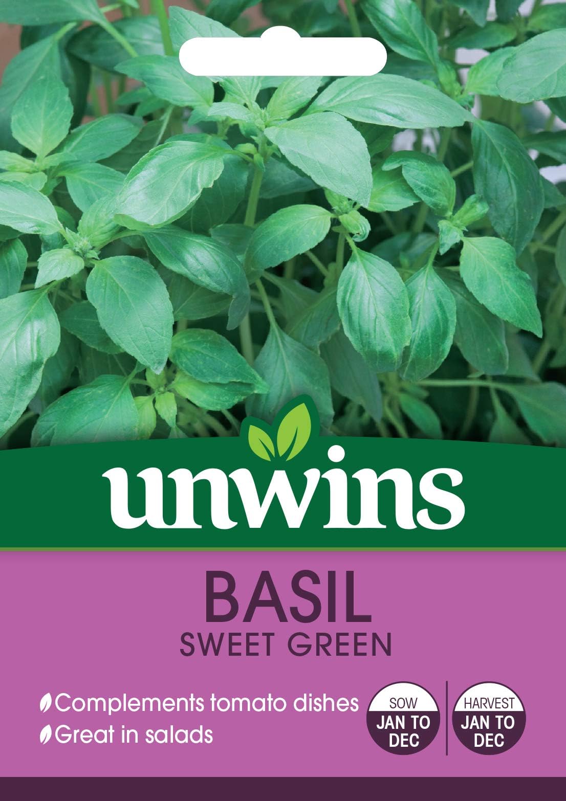 Unwins 30410065 Herb Basil Sweet Green Seeds, Clear