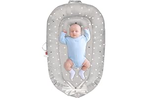 Cuddlez Baby Nest Pod for Newborn | Babies Sleep Better with Baby Lounger | Suitable for Babies 0-12 Months | Ideal Baby Essentials Gift | UK Brand (Grey Stars)