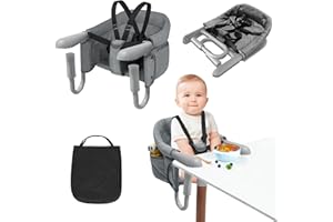 LARS360 Tischsitz Baby, Faltbar Hochstuhl Sitzerhöhung für zu Hause & Unterwegs, Geeignet für Kinder von 6 bis 36 Monaten mit Einem Gewicht von Weniger als 15 kg - Grau