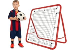 ACXIN Calcio Rebounder Kickback cancello rimbalzo rete tubo metallico + tessuto PE 100 x 100 x 65 cm, rosso