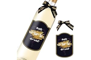 RNAIRNI Blau Lila Beste Mama der Welt - Flaschenetikett - 8,5x10,5cm - Muttertagsgeschenk - Geburtstagsgeschenk - Mama Geschenk Persönliches Geschenk Party Dekoration(Wein nicht inbegriffen)